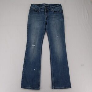 Wrangler Jeans Womens 7x32 Blue Boot Cut Stretch Denim Mid Rise Distressed
